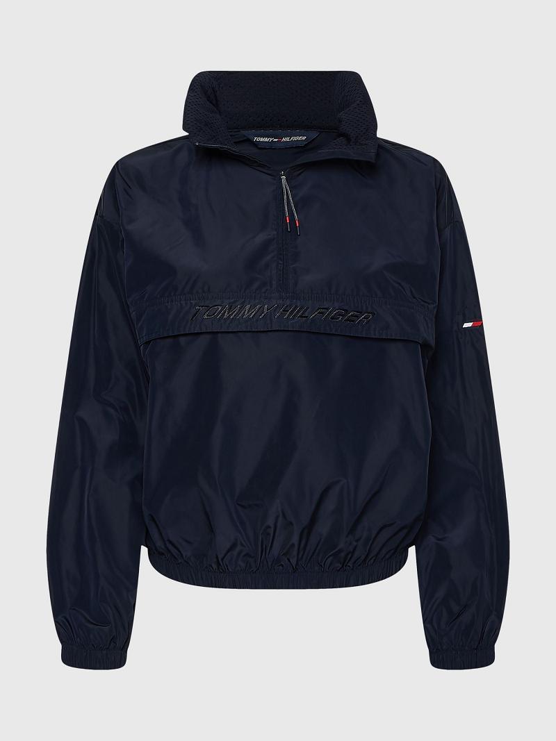 Női Tommy Hilfiger Half-Zip Anorak Kabát Kék | HU 178JPQ